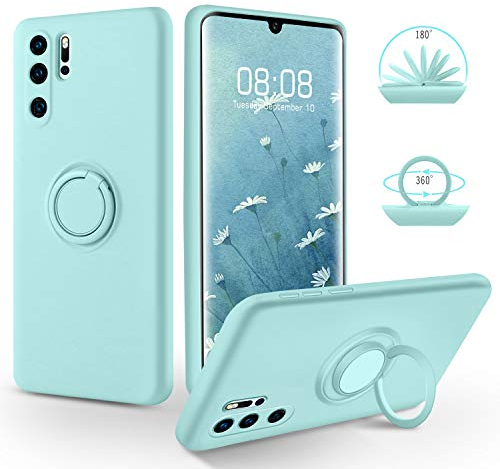 SouliGo Huawei P30 Pro Hülle, Huawei P30 Pro Handyhülle Silikon Gel Slim Case Cover mit Ring Halter Ständer stabil Kratzfest Hülle für Huawei P30 Pro/Huawei P30 Pro New Edition Hellblau