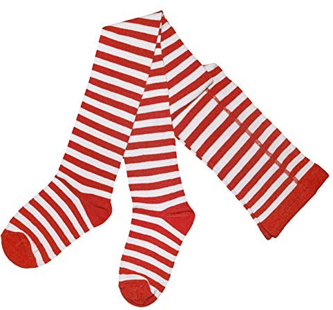 Weri Spezials Baby und Kinder Strumpfhose für Mädchen mit Ringel in verschiedenen Design- und Farbvariationen. (122-128, Weiß-Rot)
