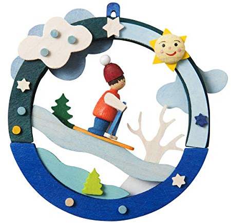 Graupner Holzminiaturen® | Christbaumschmuck Diorama mit Rodelhang | Original Erzgebirgische Holzkunst® | Hochwertige Handarbeit | besondere Geschenkidee | Weihnachtsdeko für Kinder | Sammlerstück