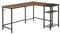 HOMCOM Bureau Informatique Design Industriel Bureau d'angle 2 tablettes Support CPU imprimante Aspect Vieux Bois métal Noir