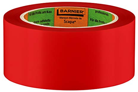 Colorus Barnier PVC Putzerband rot 50 mm x 33 m Metall Schutzband | Glattes Barnierband zum Abdecken pulverbeschichteter Metallflächen beim Verputzen und Streichen, innen wie außen