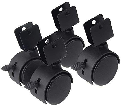 4 Stück Lenkrollen,Nylonrollen,U-Typ Halterung Möbelrollen,Transportrollen,Räder mit Bremse,360 Grad Drehung,Kein Geräusch,mit max Tragkraft 100 Kg,Schwarz(16mm)