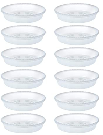 Transparente Kunststoff-Untersetzer, Blumentopf-Untersetzer, Topfpflanzen-Untersetzer, Ton, Blumentopf-Untersetzer, Palettentablett für Innen- und Außenbereich, 15,2 cm Durchmesser, 12 Stück