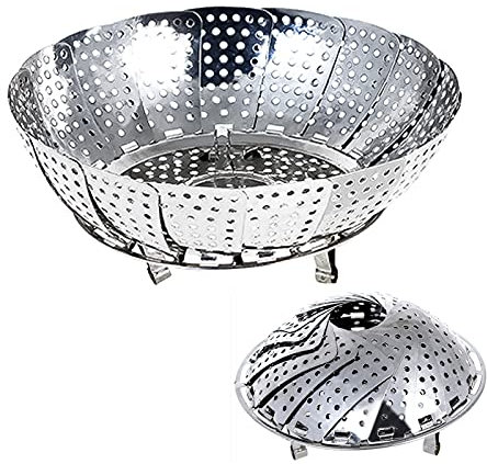 FUFRE Steamer Basket, Stainless Steel Steamer Vegetable Steamer Basket Strainer Insert for Pots, Pans, Crock Pots & More (small)