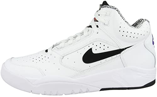 NIKE Men's Air Flight Lite Mid Sneaker, White Black, 10 UK