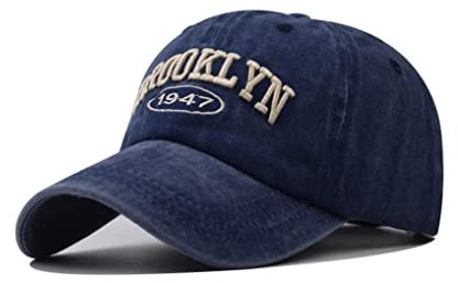 B09XQFCLVRXibeiTrade Vintage Brooklyn 1947 Baumwolle Baseballkappe Damen Herren Sport Outdoor Casual Täglich Sonnenhut, blau, M/L