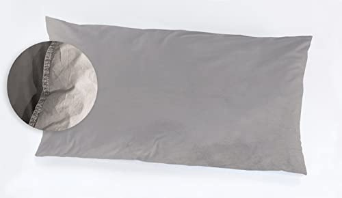 VitaloBett Bettwäsche Kissenhülle 40x80 cm Vintage Used-Look Uni kitt Stone Washed 100% Baumwolle