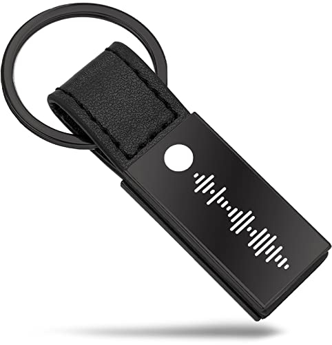 Mister Boncuk® Classy Schlüsselanhänger mit Musik Code - Personalisierbar mit Wunschsong - Personalisierter Song Gravur Schlüsselanhänger mit Geschenkbox (Matt Schwarz)
