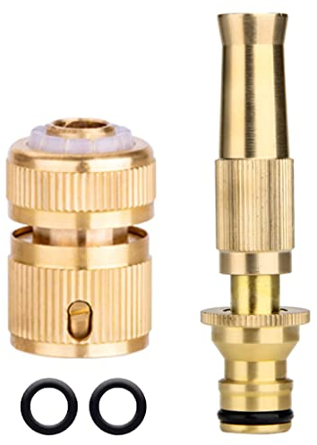 2 pezzi Set di Ugelli per tubo da Giardino in Ottone, Ugello di Pulizia in Ottone per tubo da 13 mm (1/2),Connettore Rapido,Connettore per tubo da Giardino