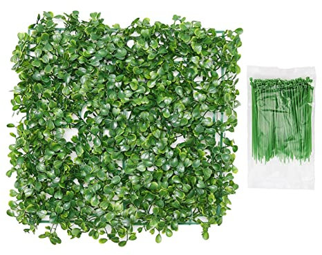 12 Stück 25,4 x 25,4 cm Buchsbaum-Hecken-Wandpaneele mit 100 Kabelbindern, grüne Wandhintergrund, Dekoration, Kunstrasen, Wandpaneele für Garten, Hof