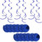 12Rolls Hanging Swirl Decorations Blue for Happy Birthday Party Swirls Decorations-Dark Blue Hanging Swirls Ceiling Decorations Shiny Foil Swirls for Wedding,Baby Shower,Xmas,Birthday Party Supplies