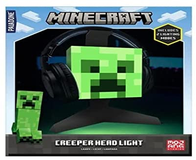 Minecraft Porta Cuffie Creeper Base Luminosa con 2 Modalità, Alimentazione USB, 23.7cm