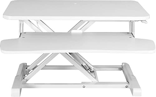 VIVO 71 cm Desk Converter, K Series, Height Adjustable Sit to Stand Riser, Dual Monitor and Laptop Workstation with Keyboard Tray, White, DESK-V028KW