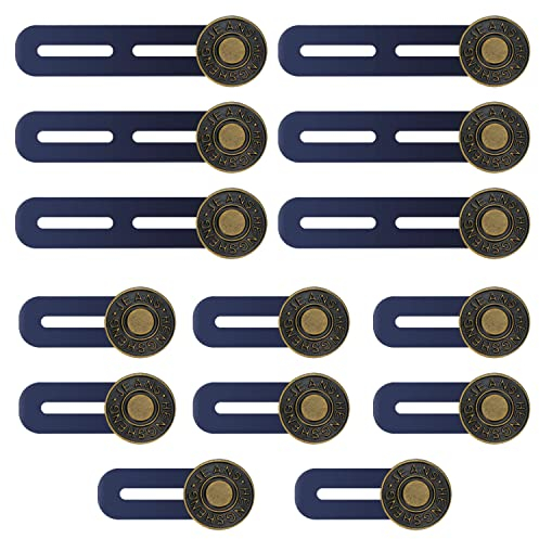 PFLYPF 14 Knopfverlängerungen, elastische Knöpfe, verstellbare Hosenbundverlängerung, abnehmbare Knopfverlängerung; für Jeans, Röcke, Handgelenke