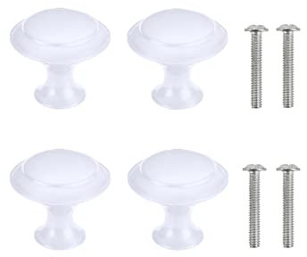 Yesmin 4 Piece Cabinet Door Knobs,Cupboard Drawer Door Knob for Kitchen Furniture Cabinet Knob with Screws-White(Small)