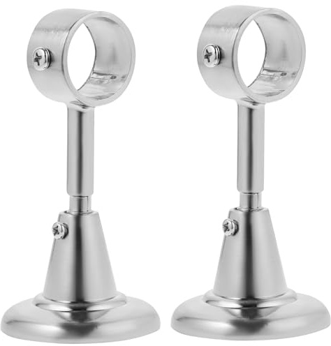 BESPORTBLE Curtain Pole Brackets Ceiling Mount Heavy Duty Curtain Rod Holders for 28mm Poles - Sturdy Metal Wall Brackets for Room Divider Shower Wardrobe Silver 2 Pack