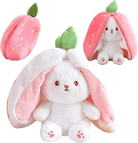 Doraler Kuscheltier Hasen,Osterhase,Cute Plushies,Reversible Erdbeere Hase Plüsch PlüSchtier Rabbit Plush Kawaii Bunny PlüSch Hase PlüSchtiere Spielzeug Kaninchen Ausgestopfte