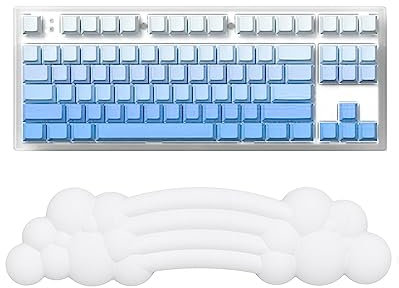 Keyboard Palm Rest Rainbow Keyboard Wrist Rest Ergonomic Wrist Support Memory Foam Cushion - Cloud-Soft Comfort - Anti-Slip Rubber Base for Computer/Laptop/Office/Gaming/Typing/Pain Relif - White