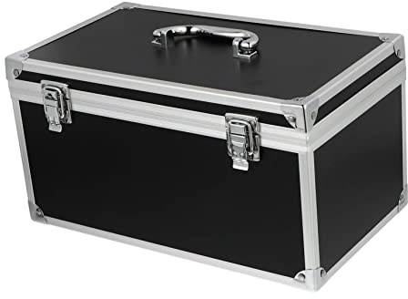 OSALADI Metallgehäuse Box Toolbox Herrenkoffer Metallkoffer Schwarzer Container Werkzeuge Für Männer Werkzeugorganisatoren Metallkoffer Tragetasche Aluminium Toolbox Instrumentenbehälter