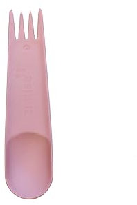 Reusable Sporks Pack of 5 Travel Camping Lunch Cutlery 2-in-1 Forks & Spoons Break Resistant (Pastel Pink)