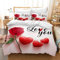 HZVRTN Bettwäsche 3D Rot Rose Bettbezug Set mit Reißverschluss und 2 Kissenbezug, Mikrofaser Kreative Rose Bettwäsche Set 3 Teilig für Erwachsene Kinder (Rosen mit Liebe, 135x200cm)