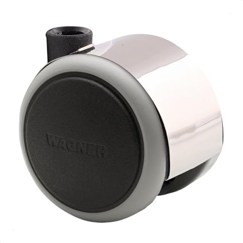 WAGNER Design Möbelrolle/Lenkrolle/Doppelrolle - soft - Durchmesser Ø 50 mm, Bauhöhe 55 mm, Bauhöhe 55 mm, schwarz/grau/chrom, Tragkraft 50 kg - 01022701