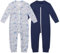 Owlivia Baby Schlafstrampler aus Bio Baumwolle, für Mädchen und Jungen, Langarm (Wellen und Marine, 6-12 Monate)
