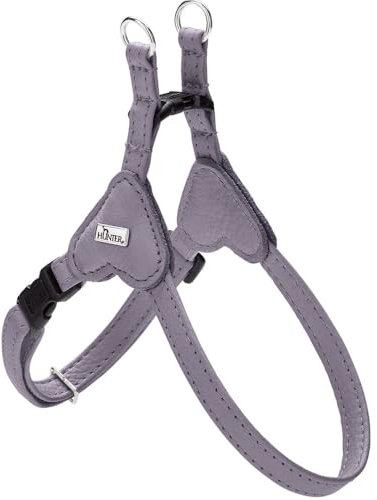 HUNTER Hundegeschirr SOHO MINI, Farbe: Flieder-grau, Rindsleder, weich & geschmeidig, fellschonend, leicht, für kleine Hunde & Welpen, Made in Germany, Größe: XXS-XS/1