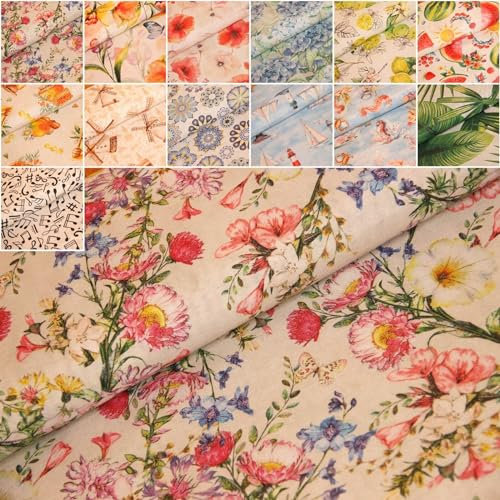 Dekostoffe Bedruckt Meterware - maritimer Stoff, Heimtextilien Blumen, Baumwoll Mischgewebe - Ottomanestoff - Frühlingstoffe *Ab 50cm, Farbe: 020 Asiatische Blüten