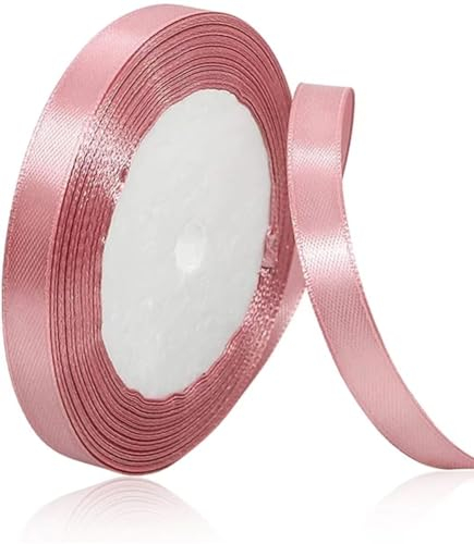 Geschenkband Roségold 10 mm Breit,23 Meter Satinbänder Roségold Stoff Schleifenband Kunsthandwerk,Hochzeitsdekoration, Weihnachten, Haarbögen, Blumensträuße, Geburtstag und Geschenkverpackung