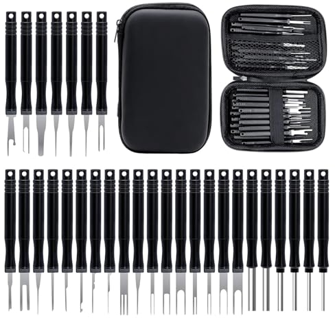 Qobobo 30 STK Terminal Entfernung Auspinwerkzeug KFZ Entriegelungswerkzeug Set, terminal Removal Tool kit Auto Kabel Stecker Ausbau Werkzeug Pin Auszieher Reparatur für Meisten Anschlussklemmen