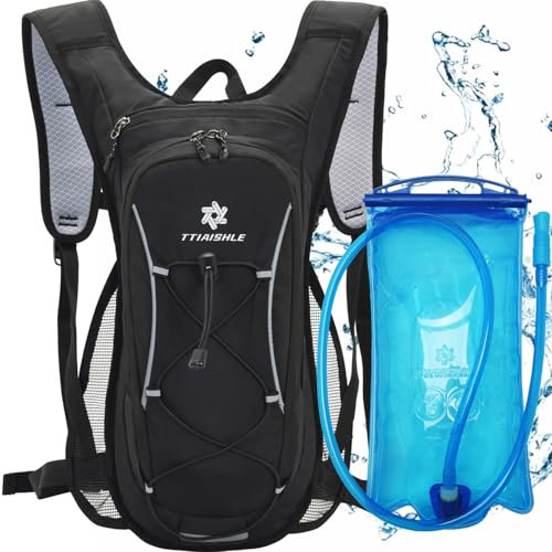 TTIAISHLE Fahrradrucksack mit 2L Trinkblase, Trinkrucksack Wasserdicht Rucksäcke für Wandern Klettern, Fahrradfahren, Laufsport, Camping Sportrucksack Ultraleicht Fahrrad Rücksack