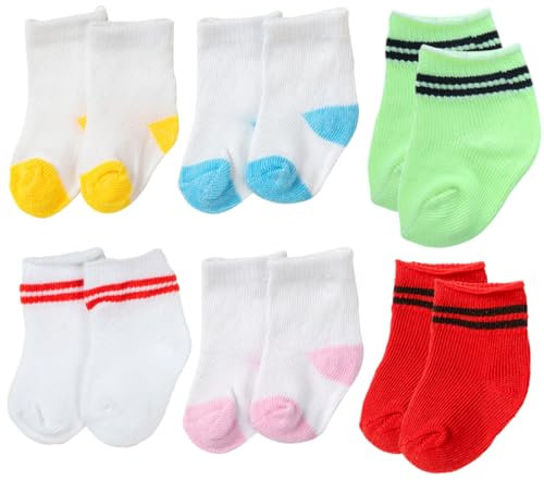 WBZOWRB 6 Paar Bunte Socken Für 43 Cm Puppen, Born Kleidung, Baby Socken Für Puppenkleidung In 43 Cm,Zubehör Für Born,Puppen Zubehör(6Farbe)