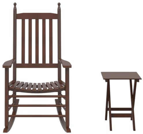 vidaXL Schaukelstuhl mit Klapptisch Braun Massivholz Pappel, Sessel Schaukelstuhl, Schaukelstuhl für die Außenterrasse, Schaukelstuhl für den Außenbereich