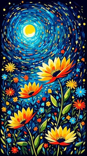 ARTGOTO Peinture par Numero Adulte Grand Format,40x70cm Peinture par Numéro Adulte Fleurs A,Paint by Numbers for Adults pour Décoration Murale(Sans Cadre)