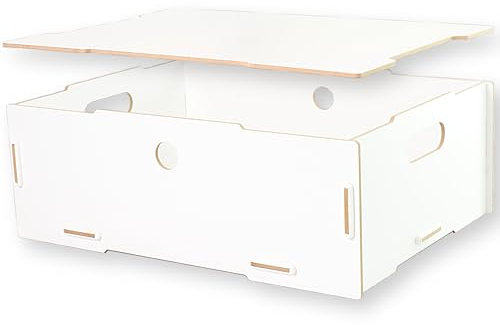 clipfritz - Aufbewahrungsbox mit Deckel - MDF Holz (ca.39x29x14cm) Holzkiste in Weiß - Aufbewahrungskiste Boxen/Kiste stapelbar - Allzweckbox Universal - Erinnerungskiste für Hochzeit, Fotos, Bücher