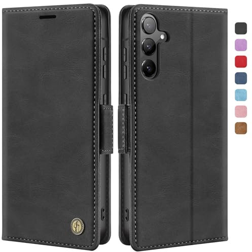 ivencase Handyhülle für Samsung Galaxy A36 5G Hülle mit Schutzfolie, Stoßfest [Kartenfach Klappbar Standfunktion] Flip Wallet Cover Lederhülle Case für Samsung A36 5G Hülle Schwarz