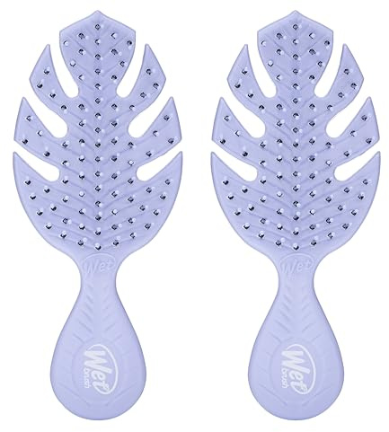 Wet Brush Go Green Mini Detangler, Purple - Detangling Travel Hair Brush - Ultra-Soft IntelliFlex Bristles Glide Through Tangles & Gently Loosens Knots While Minimizing Pain & Breakage (Pack of 2)