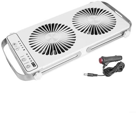 Floweringbeter Ventilador de ventana de techo para caravana, sistema de refrigeración de ventilación de doble fila, velocidad ajustable, diseño portátil para caravana, remolque, autocaravana (blanco)