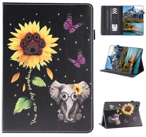 Rosbtib Case for Lenovo M10 3rd Gen 10.1 inch 2022 Model TB-328FU / TB-328XU, Folio Tablet Protective Cover Stand Case with Card Holder & Pen Holder for Lenovo Tab M10 Gen 3, Sunflower