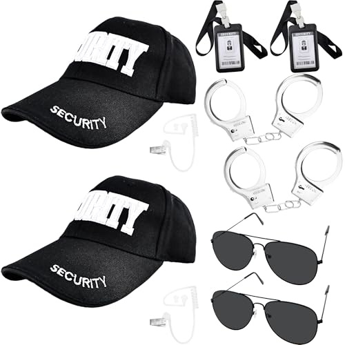10-teiliges Service-Kostüm, Kinder, Cosplay, geheime Sicherheitsbeamte, Verkleidung, Sonnenbrille, schwarzer Hut, Hörer, Akustikschlauch, Headset für Halloween, Outfit, FBI-Spielzeug, Spionagepolizei