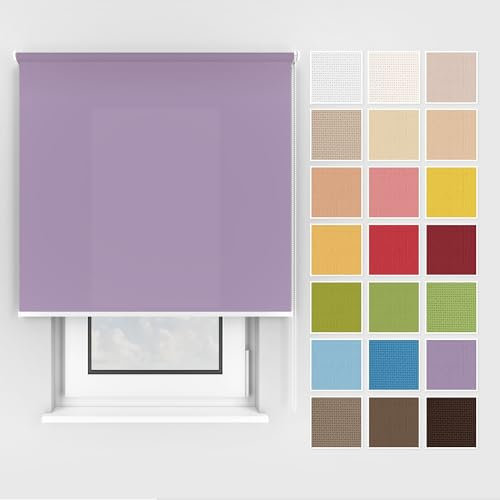 Estika Rollo mit Bohren Deckenmontage und Wandmontage, Breite: 135 cm, Höhe: 150 cm, Farbe: Pastell Amethyst, 25 Stoff Farben, Fenster rollos für innen, Sichtschutz für Fenster und Balkontür