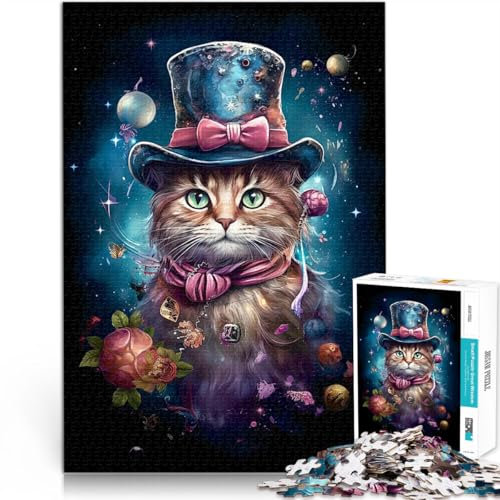 Puzzle für Erwachsene „Der Kater mit Hut“, 1000-teiliges Puzzle für Erwachsene, 38x52 cm, Papppuzzle, geeignet für Kinder ab 14 Jahren, als Geschenk für Erwachsene