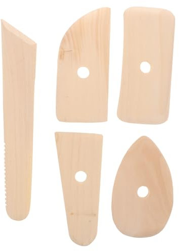 VILLFUL Herramientas De Cerámica y Raspadores De Arcilla 5 Piezas Para Modelado, Juego De Madera Para Artistas Diy, Uso Seguro Para Manualidades Casa y Estudio