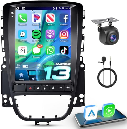 【4+64G】 Hodozzy Carplay Radio Coche para Opel Astra J(con Botón Eco)/Buick Excelle, Pantalla Táctil de 9.7 Pulgadas con Android Auto/EQ/Mirror Link/WiFi/GPS/RDS/FM/Bluetooth/USB