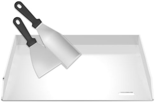 PEILU Edelstahl Grillplatten 30x40x4cm Plancha Grillplatte Set mit Grillspachtel BBQ Feuerplatte aus 4mm Dicke Massive Blech Grillblech für Gasgrill Kohlegrill Induktiongrill (Silber)