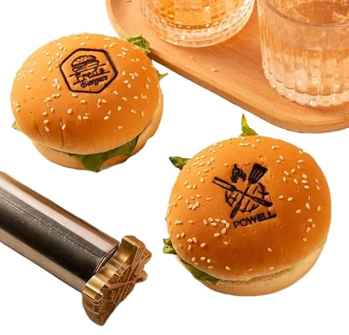 Custom Branding Iron for Burger - Logo Branding Iron with Brass, Brass Hot Stamp Gifts for Party Wedding Cake Making, Perfect Barbecue Grill DIY Tool Set for Barbecue Lovers, Handcraft & Wedding Gift