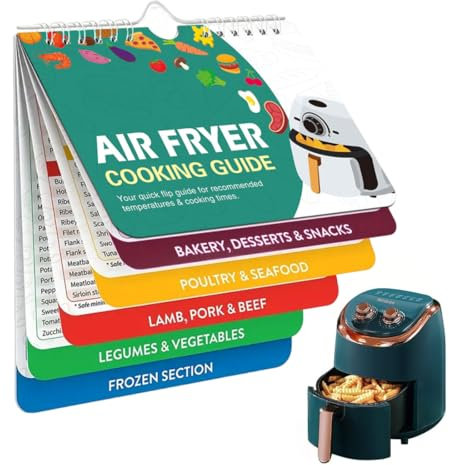 KEQAR 133 Rezepte Airfryer Zubehör, Kompakter Spickzettel für Temperatur, Dauer, Menge, Deutsches Kochbuch, für Ninja Heißluftfritteuse, Air Fryer Rezeptbuch für Ninja, COSORI, PHILIPS, Panasonic