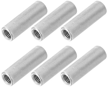 PATIKIL M8 Round Connector Nuts, 6 Pcs 0.47OD x 1.57H 304 Stainless Steel Round Knurled Thumb Coupling Nut Sleeve Threaded Rod Bar Stud Tube Hardware Fastener for Camera Lamp Bracket