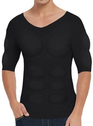 HIMKSRE T-Shirt de Poitrine for Homme, Faux Muscle, sans Couture, Invisible, for Cosplay, Protection Douce, Fitness, musclé